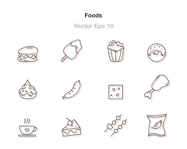 Lebensmittel icon bundle set vektor