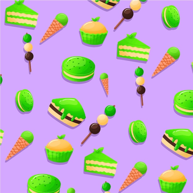 Lebensmittel, kuchen, eis, seamless, muster, hintergrund, colorful