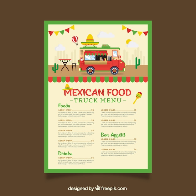 Lebensmittel lkw-menü vorlage witz mexikanischen essen