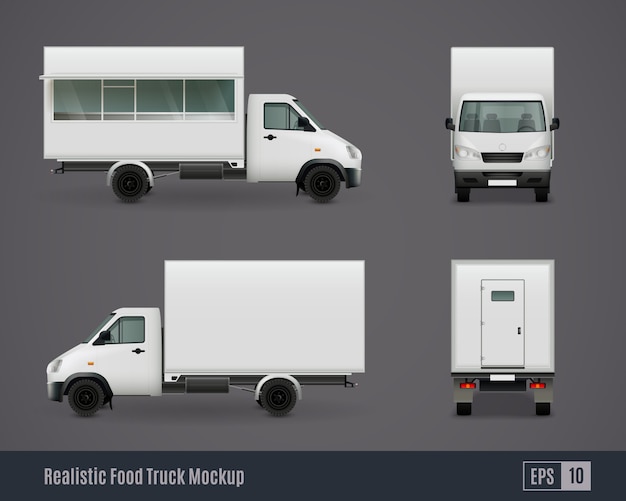 Kostenloser Vektor lebensmittel motor van mockups