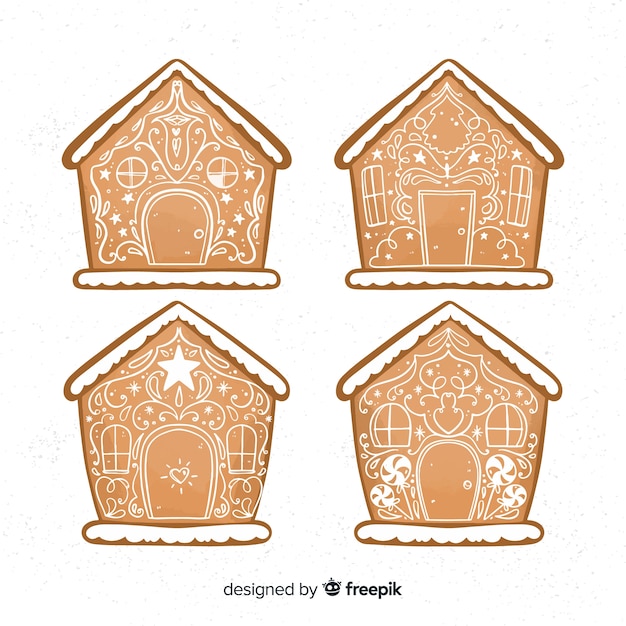 Kostenloser Vektor lebkuchenhaus mit ornamenten