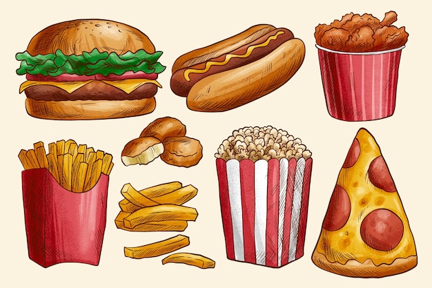Leckere Fast-Food-Sammlung