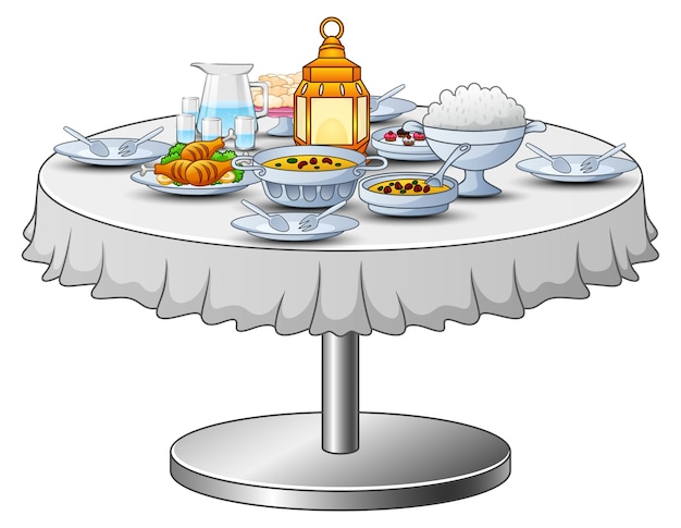 Leckeres menü für die iftar party ist auf dem tisch