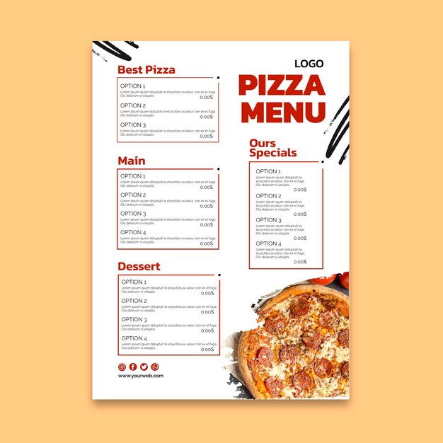 Leckeres Pizzarestaurant Menü