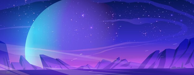 Leere Landschaft des außerirdischen Planeten der Marsoberfläche