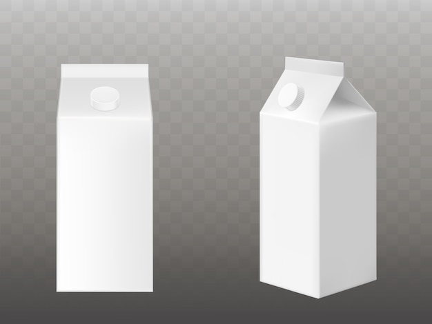 Leere weiße Milch- oder Saftverpackung lokalisiert