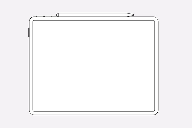 Leerer weißer Bildschirm des Tabletts, Aufladen des Stifts oben, Vektorillustration des digitalen Geräts