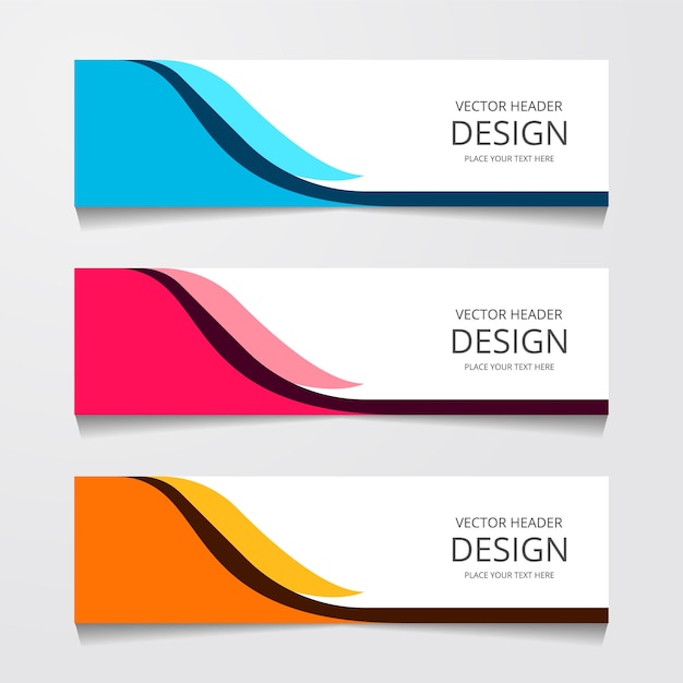 Legen Sie horizontales Web-Banner mit drei verschiedenen Farben fest Corporate Identity Werbedruck Vektor-Illustration