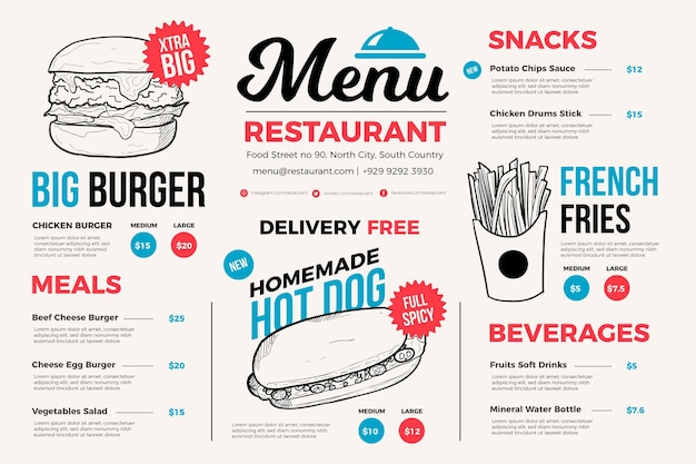 Leichte Restaurantkarte für digitale Plattform