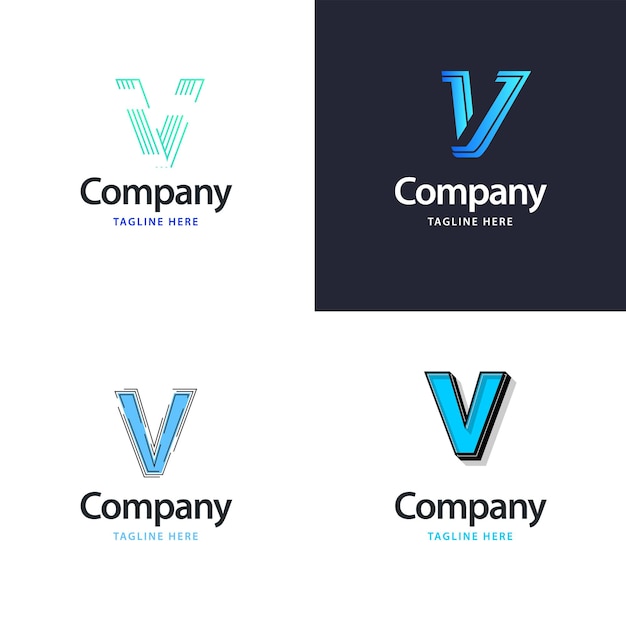 Kostenloser Vektor letter v big logo pack design kreatives modernes logo-design für ihr unternehmen