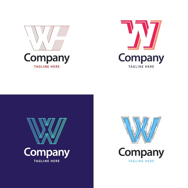 Kostenloser Vektor letter w big logo pack design kreatives modernes logo-design für ihr unternehmen