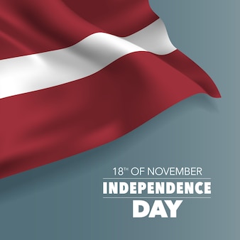 Lettland-unabhängigkeitstag-grußkarte, banner, vektorillustration. lettischer nationalfeiertag 18. november hintergrund mit elementen der flagge, quadratisches format