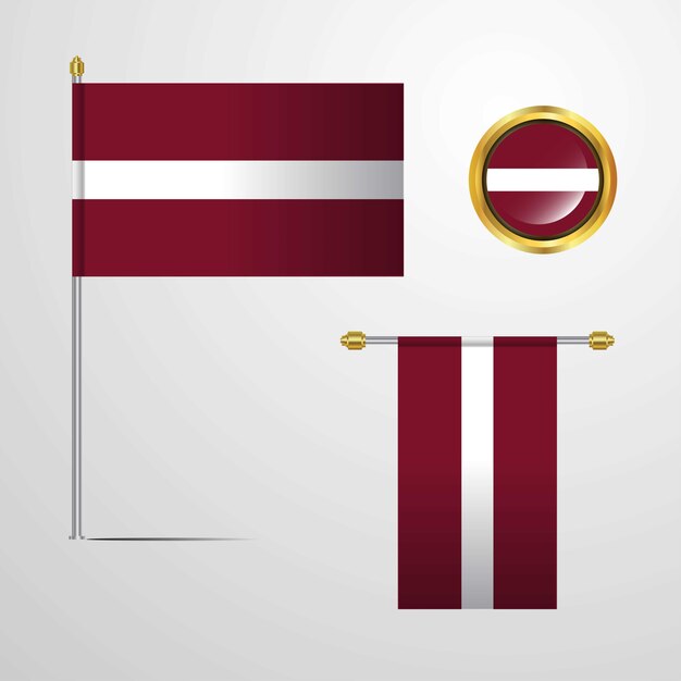 Lettland wehende flaggendesign mit ausweisvektor