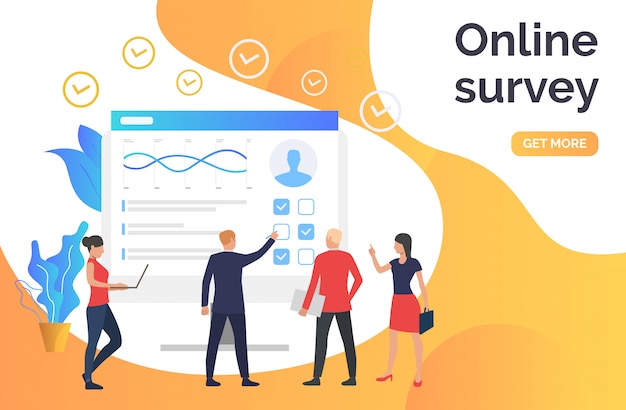 Kostenloser Vektor leute, die auf eine online-umfrage antworten
