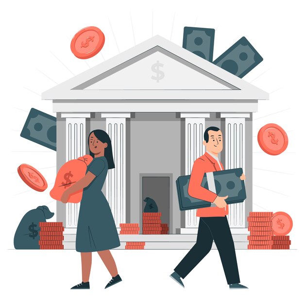 Leute, die geld aus der bankkonzeptillustration herausnehmen
