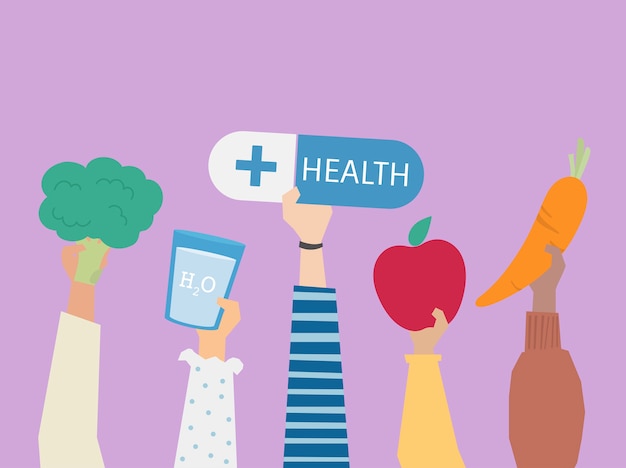 Leute, die Gesundheitssymbolillustration halten