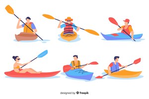 Kostenloser Vektor leute, die kayak fahren