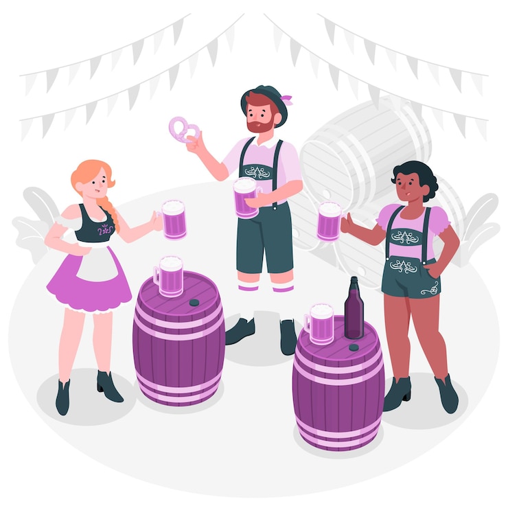 Kostenlose Vektor leute, die oktoberfestkonzeptillustration feiern