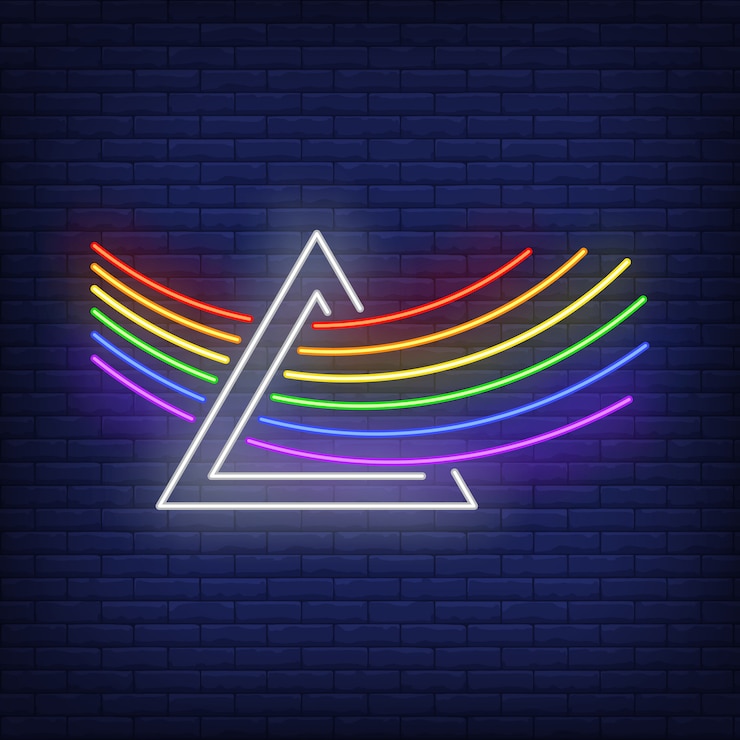 Kostenlose Vektor lgbt-regenbogen, der prismenleuchtreklame durchläuft