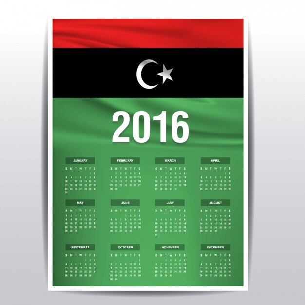 Kostenloser Vektor libyen-kalender 2016