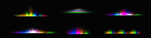 Kostenloser Vektor lichtteiler rainbow sunshine glow effect line