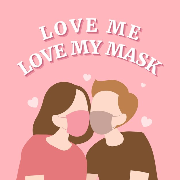 Liebe mich, liebe meine maske covid-19 bewusstsein sozialer beitrag