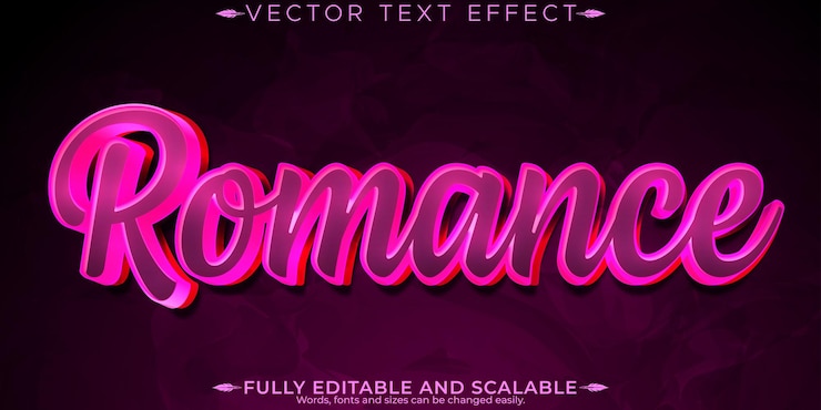 Kostenlose Vektor liebestext-effekt bearbeitbare romantik und rosa text-stil