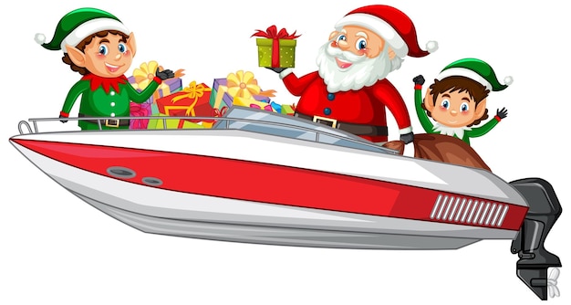 Kostenloser Vektor lieferung weihnachtsgeschenk auf schnellboot