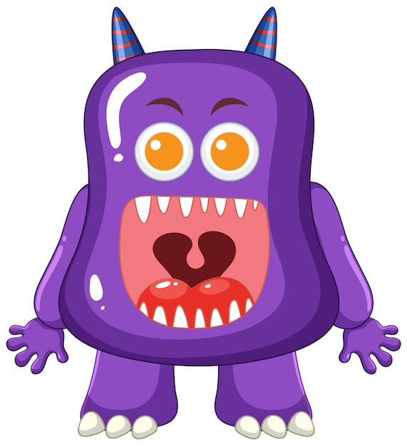 Kostenloser Vektor lila alien-monster-cartoon-charakter-illustration