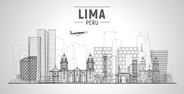 Kostenloser Vektor lima peru skyline mit panorama auf weißem hintergrund vektor-illustration geschäftsreise- und tourismuskonzept mit modernen gebäuden bild für präsentationsbanner-website