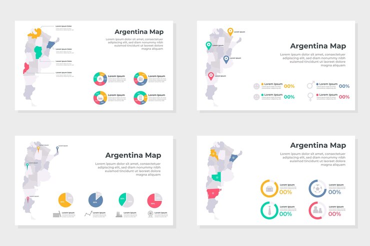 Kostenlose Vektor linear argentinien karte infografiken gesetzt