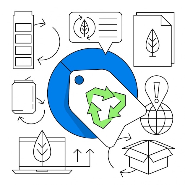 Kostenloser Vektor linear recycling icon set