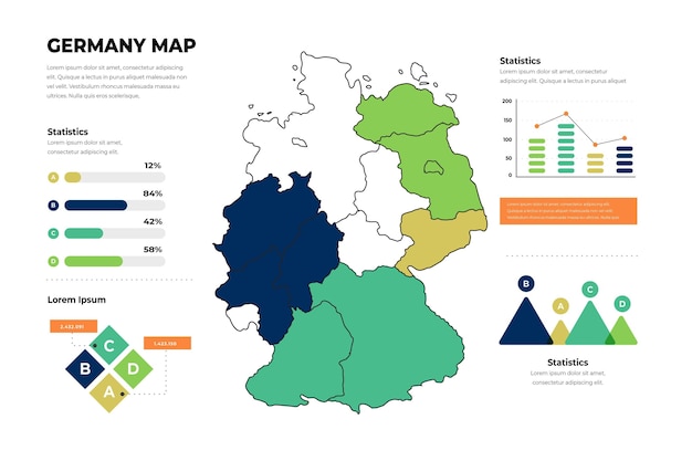 Kostenloser Vektor lineare deutschlandkarte infografik