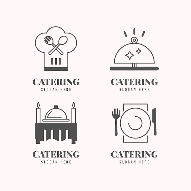 Kostenloser Vektor lineare flache catering-logos
