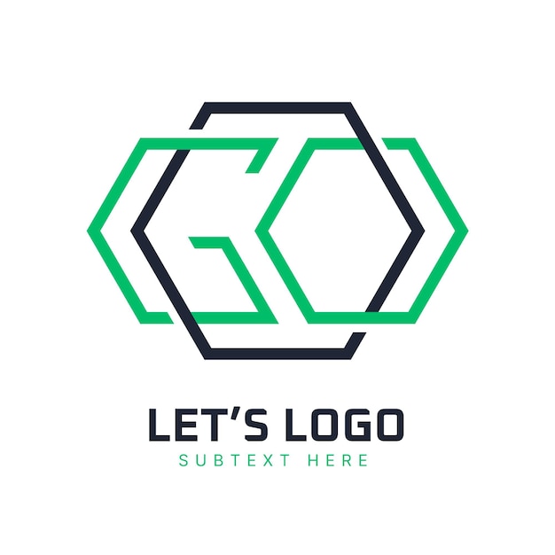 Kostenloser Vektor lineare flache go-logo-vorlage