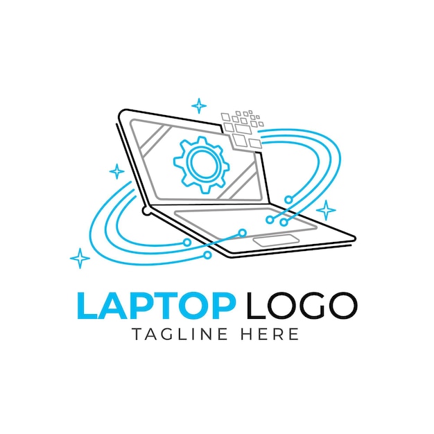 Kostenloser Vektor lineare flache laptop-logo-vorlage