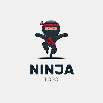 Lineare flache ninja-logo-vorlage