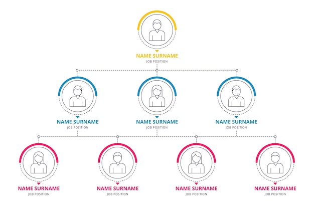 Kostenloser Vektor lineares flaches organigramm mit foto