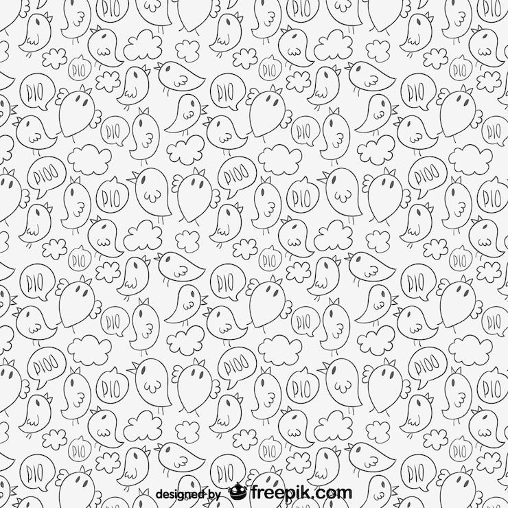 Kostenlose Vektor lineart vögel vektor-muster