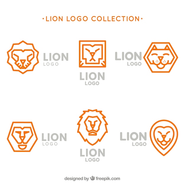 Kostenloser Vektor lion logos, orange farbe