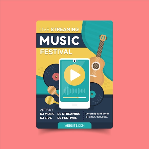 Kostenloser Vektor live-streaming musik konzert poster vorlage