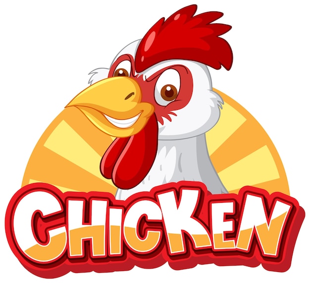 Kostenloser Vektor logo der weißen hühnerzeichentrickfigur