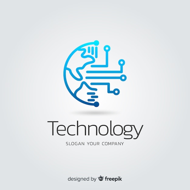 Logo des abstrakten technologieunternehmens mit farbverlauf Kostenlosen Vektoren