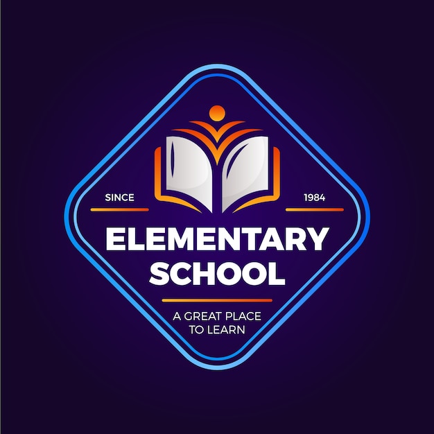Kostenloser Vektor logo-design der grundschule mit farbverlauf