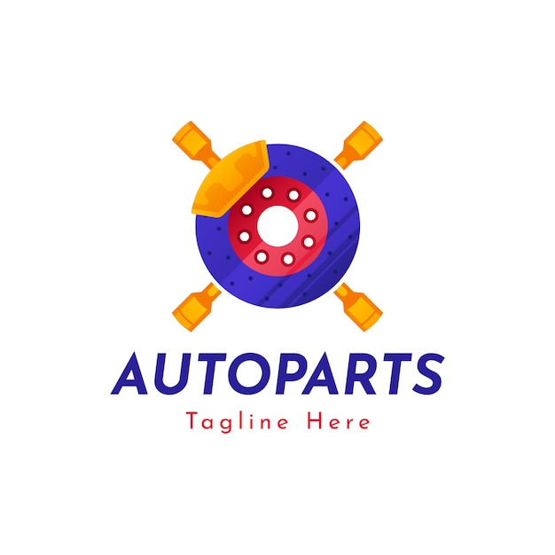 Kostenloser Vektor logo-design für autoteile mit farbverlauf
