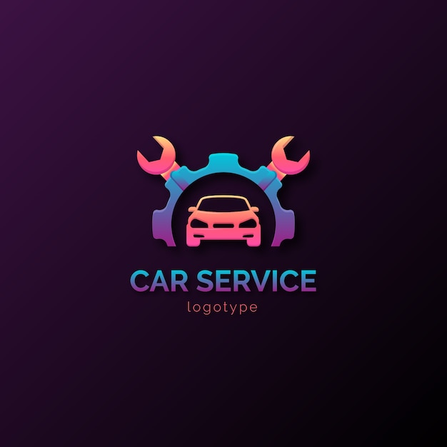 Kostenloser Vektor logo-design für den autoservice mit farbverlauf