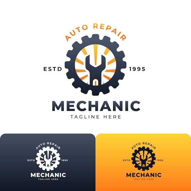 Kostenloser Vektor logo-design für mechanische reparaturen