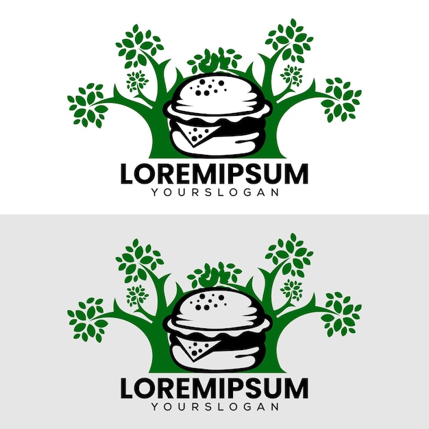 Kostenloser Vektor logo-design für vegetarische burger