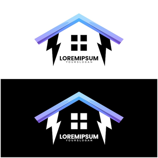 Kostenloser Vektor logo-design mit elektrischem gradienten für zuhause
