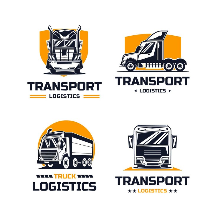 Kostenlose Vektor logo-design-set für das transportgeschäft